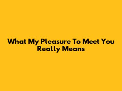 What "My Pleasure To Meet You" Really Means