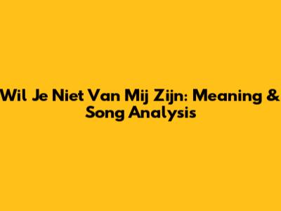 Wil Je Niet Van Mij Zijn: Meaning & Song Analysis