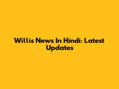 Willis News In Hindi: Latest Updates
