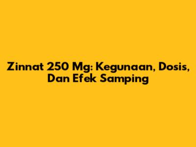 Zinnat 250 Mg: Kegunaan, Dosis, Dan Efek Samping